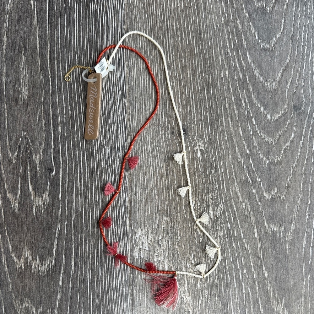 Madewell Red and Cream Tassel Necklace - Picture 1 of 3